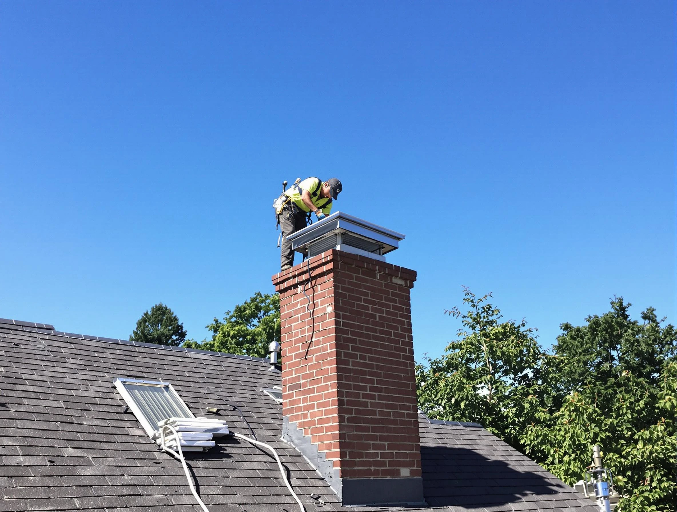 Avondale Chimney Sweep technician measuring a chimney cap in Avondale, AZ