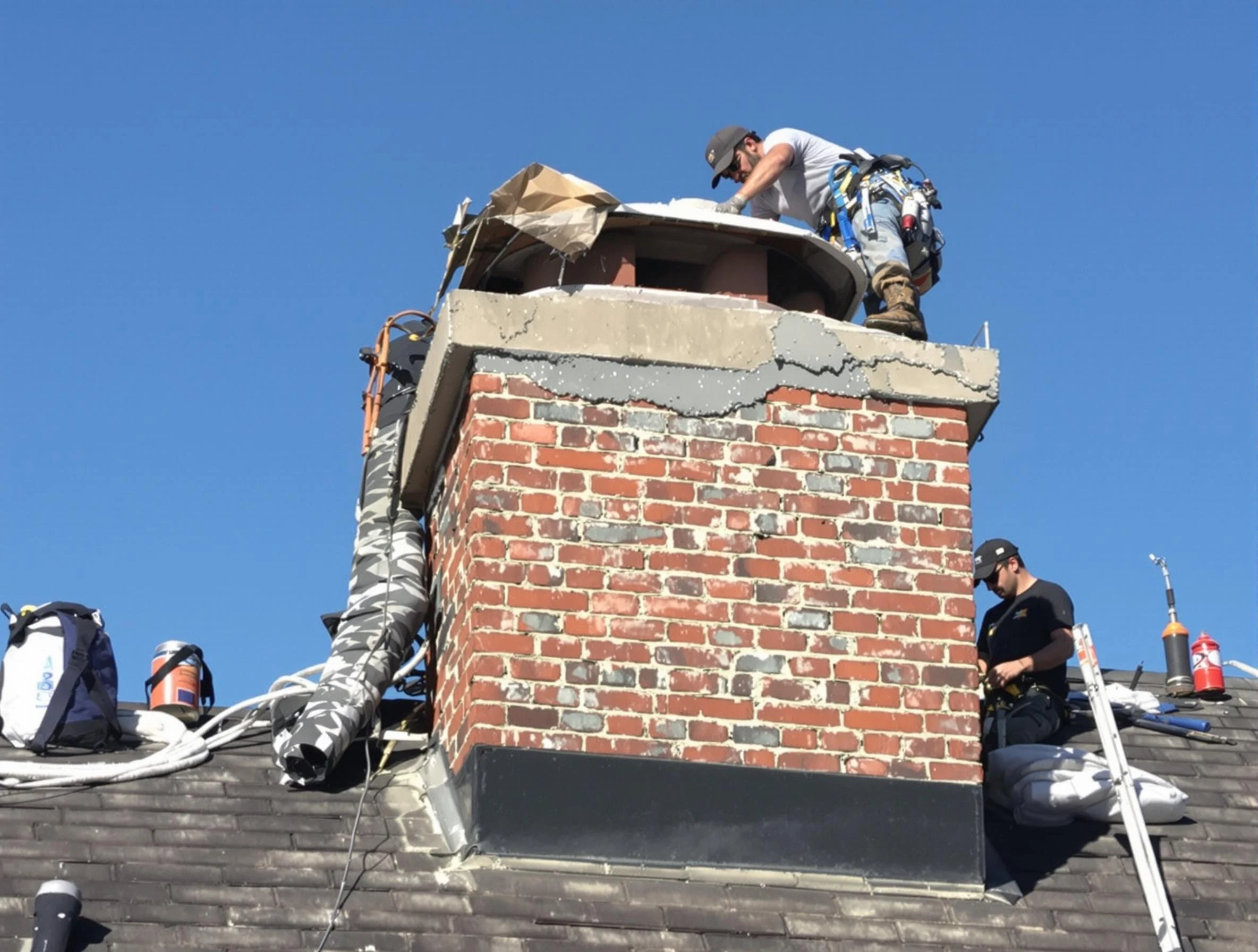 Avondale Chimney Sweep installing a custom chimney crown in Avondale, AZ